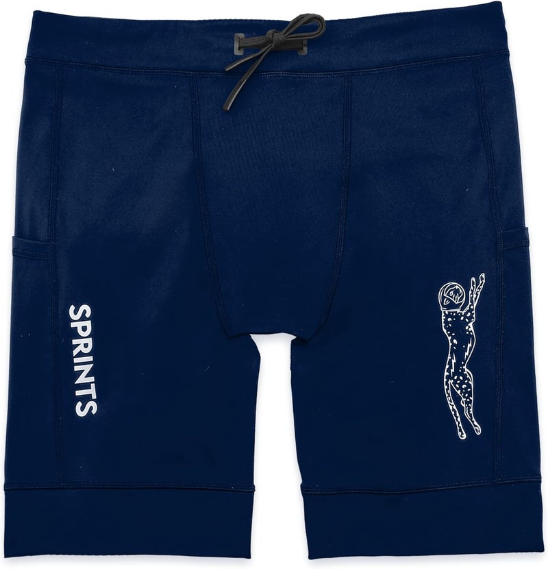 Sprints Mens Flexion 8" Compression Shorts with Pockets & Drawcord - Image 1